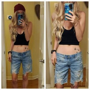 American Eagle Tomgirl Bermuda Distressed Shorts Size 6